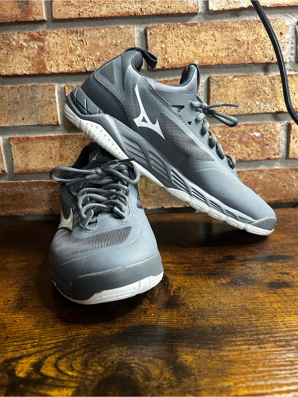 Mizuno Gray and White Women's Volleyball  Sneakers